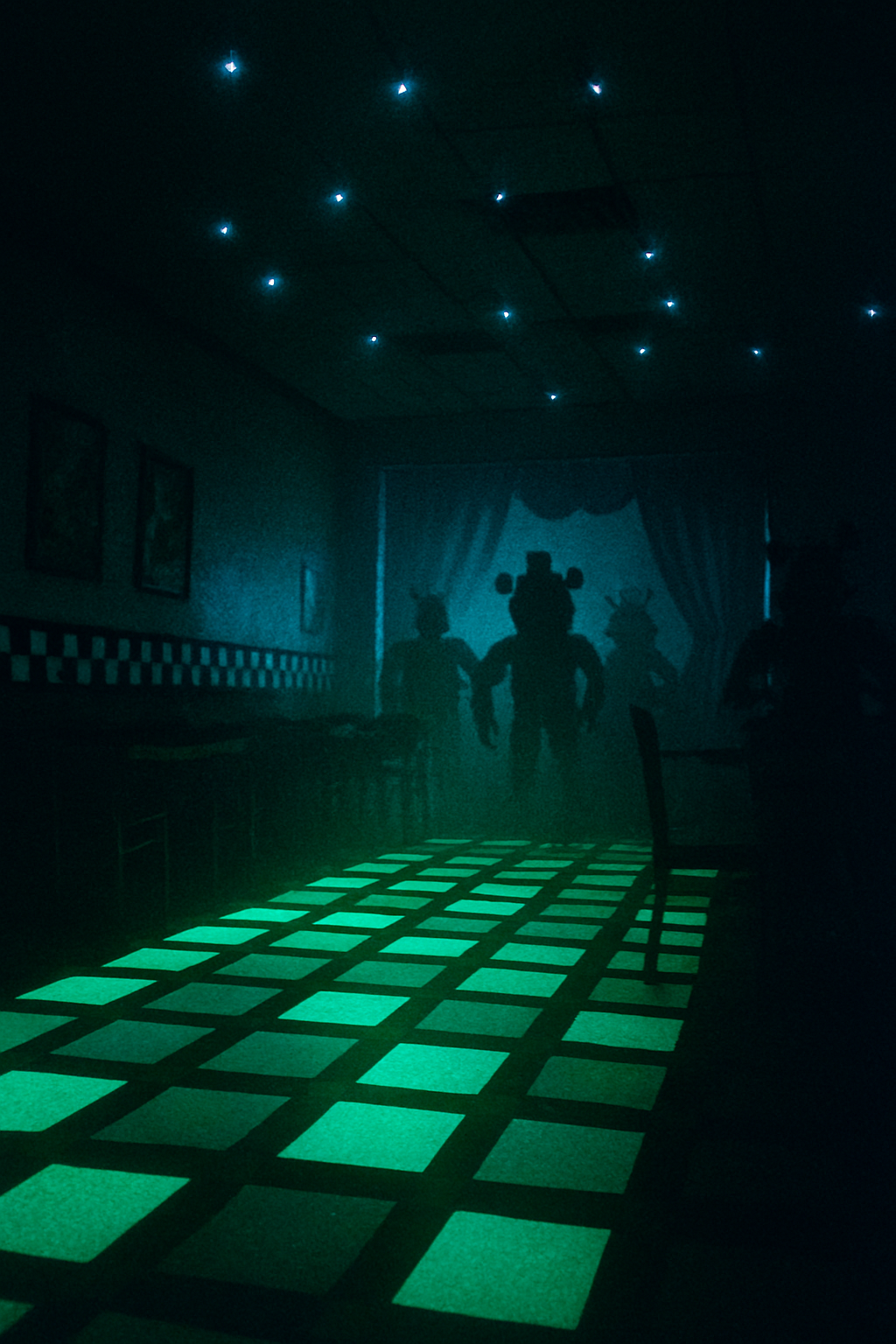 Salão com luzes de néon